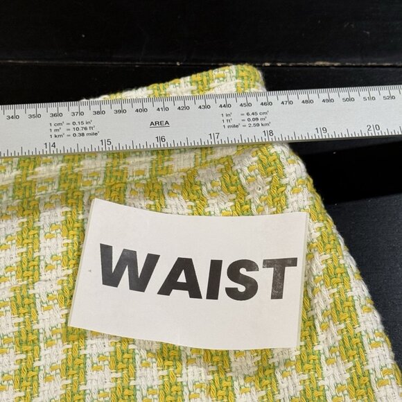 TALBOTS Stride Tweed Button Front A-line Plaid Skirt Yellow White Womens Sz 14 - Picture 10 of 11